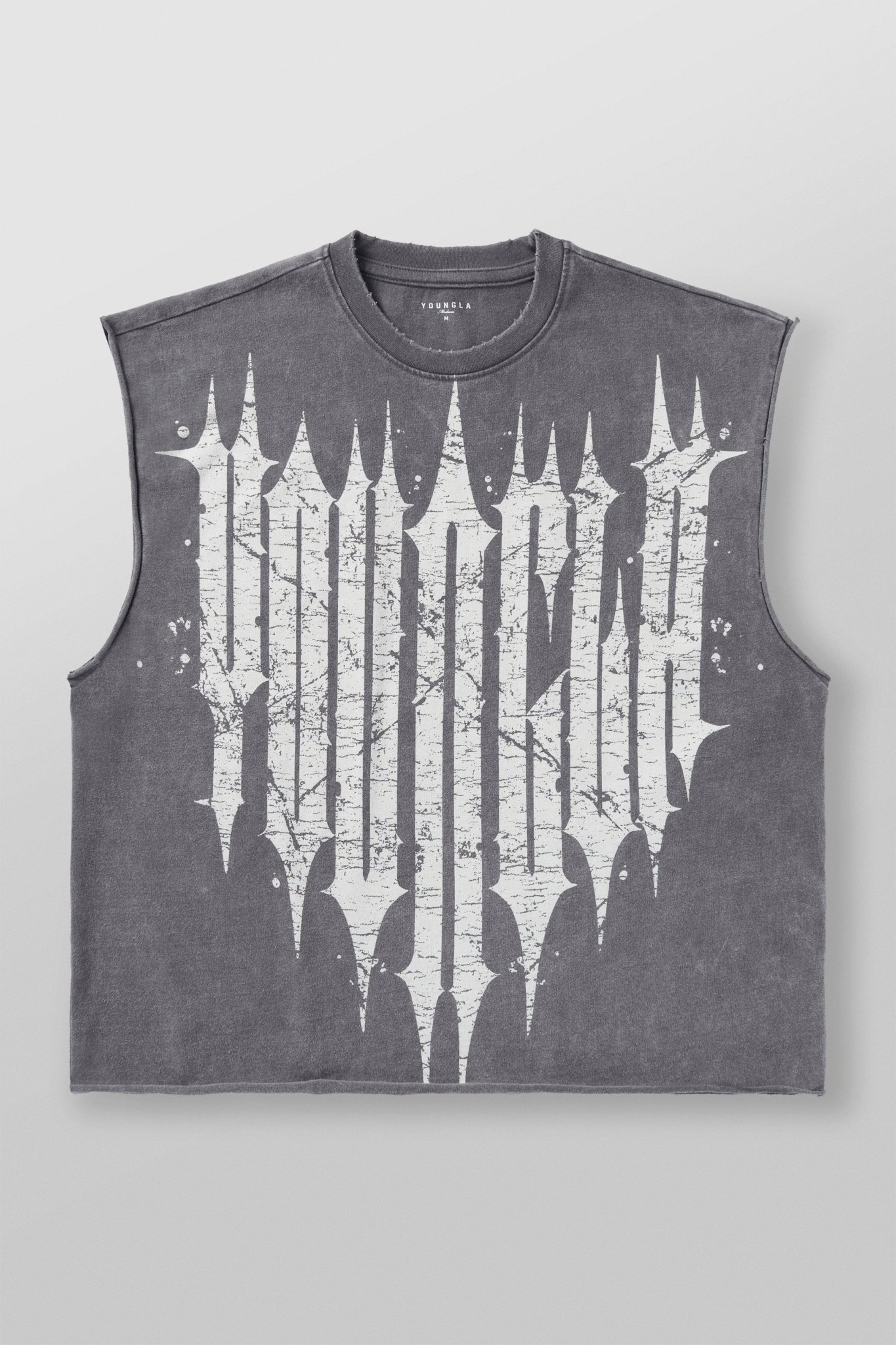 YOUNGLA -Tank Revenge Crop Cut-Offs GREY - My Authentic Store