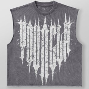 YOUNGLA -Tank Revenge Crop Cut-Offs GREY – Image 2