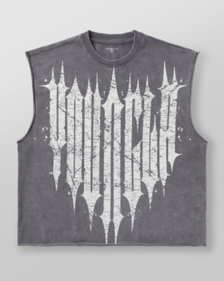 YOUNGLA -Tank Revenge Crop Cut-Offs GREY - My Authentic Store