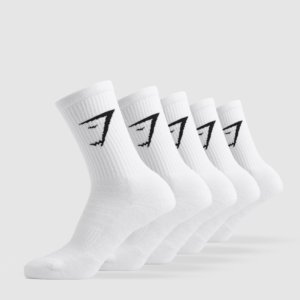 GYMSHARK SOCKS 5PK White – Image 1