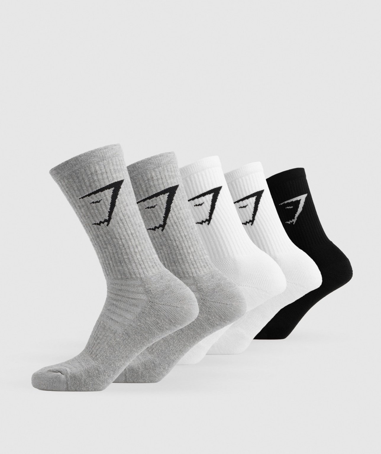 GYMSHARK SOCKS 5PK White/Black/Light Grey Marl - My Authentic Store