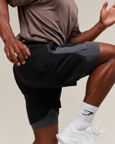 SPORT 7" 2 IN 1 SHORTS BLACK - My Authentic Store
