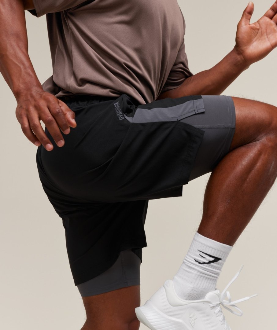 SPORT 7" 2 IN 1 SHORTS BLACK - My Authentic Store