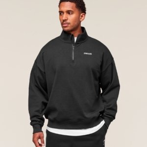 REST DAY SWEAT ZIP OVERSIZE BLACK – Image 1
