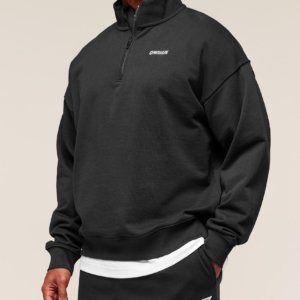 REST DAY SWEAT ZIP OVERSIZE BLACK – Image 5