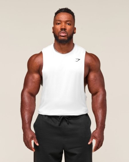 DROP ARM TANK WHITE - My Authentic Store