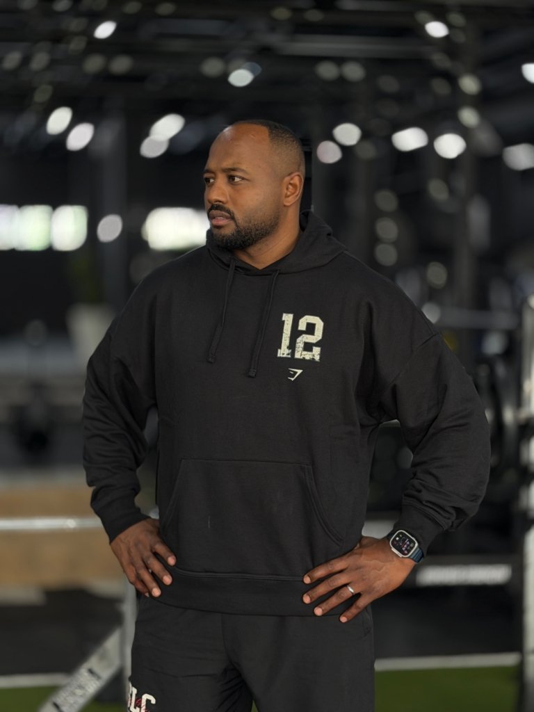 T-shirt gym hoodie noir coupe ample pour training