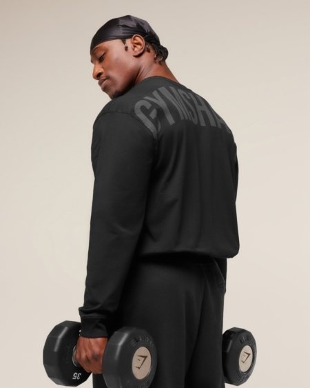 POWER LONG SLEEVE T-SHIRT BLACK/BLACK - My Authentic Store