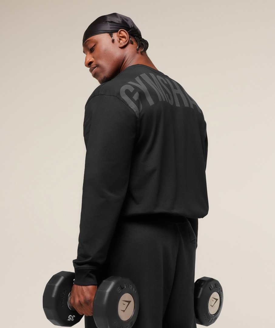 POWER LONG SLEEVE T-SHIRT BLACK/BLACK - My Authentic Store