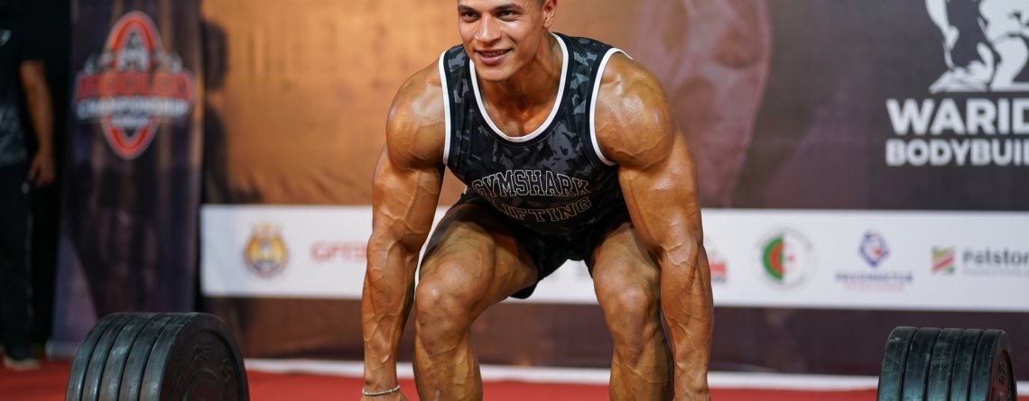 Souhail Hirchi tenue musculation Gymshark Lifting camo IFBB Maroc pro
