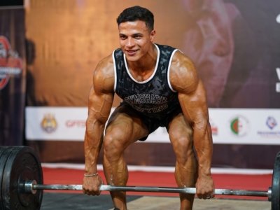 Souhail Hirchi tenue musculation Gymshark Lifting camo IFBB Maroc pro