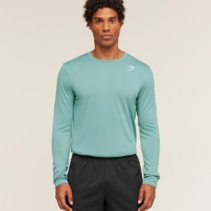 GYMSHARK ARRIVAL LONG SLEEVE T-SHIRT MUTED TEAL – Image 1