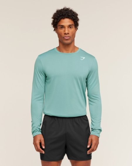 GYMSHARK ARRIVAL LONG SLEEVE T-SHIRT MUTED TEAL - My Authentic Store