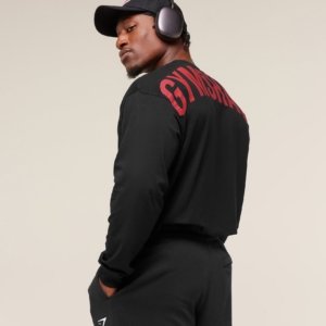 POWER LONG SLEEVE T-SHIRT BLACK/RED – Image 2