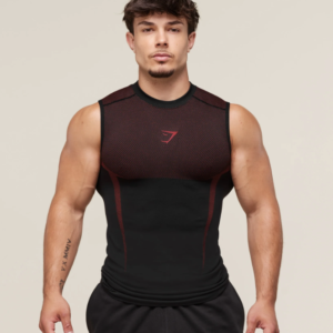 Gymshark Onyx 5.0 Tank - Black/Carmine Red – Image 1