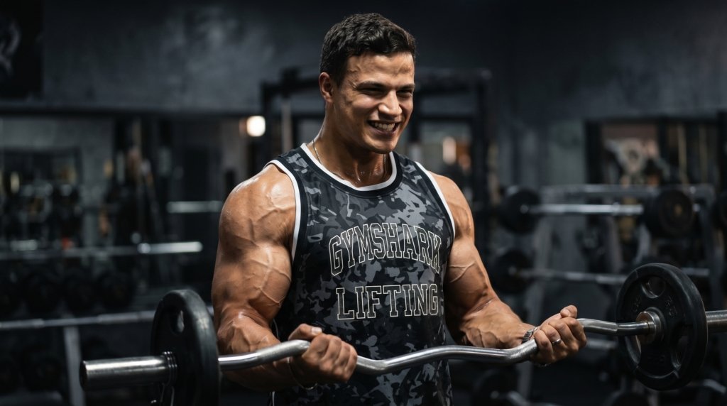 Souhail Hirchi curl barbell Gymshark musculation bras veineux Maroc