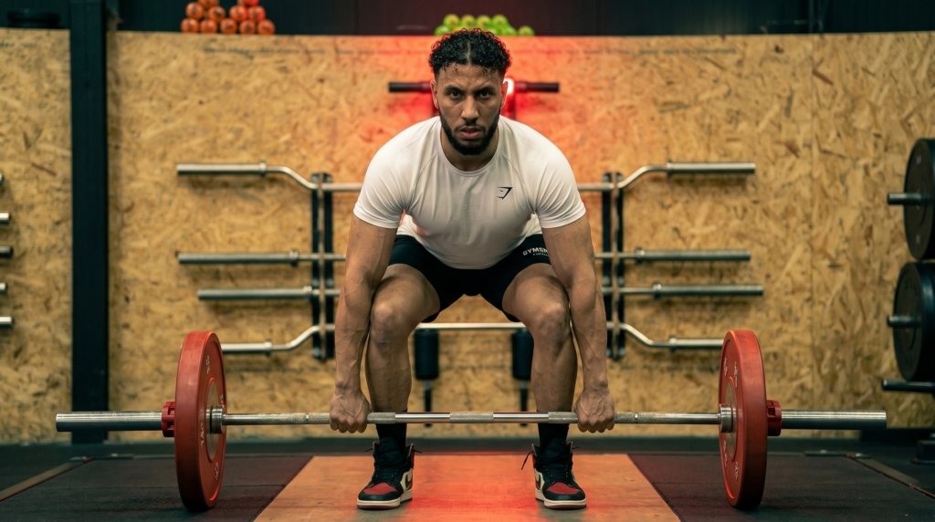 Hamza Elmagradi overhead press barbell Gymshark CrossFit Maroc intense