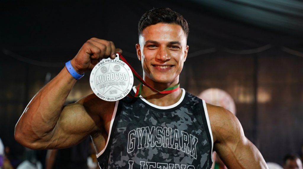 Souhail Hirchi médaille IFBB Morocco Gymshark Lifting camo bodybuilding