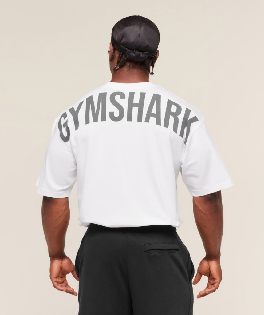 power t-shirt white Gymshark Maroc — 100% authentique