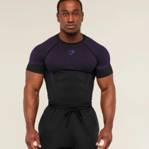 Gymshark Onyx 5.0 Seamless T-Shirt - Black/Athletic Purple – Image 1