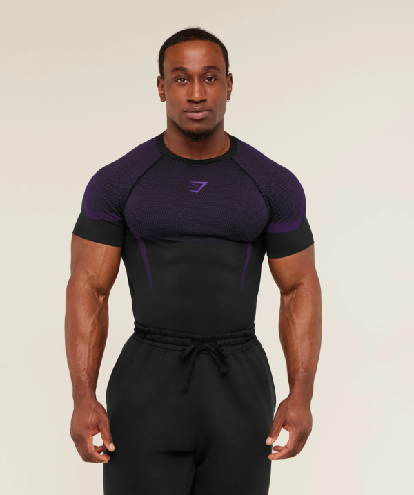 Gymshark Onyx 5.0 Seamless T-Shirt - Black/Athletic Purple