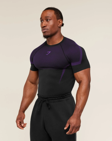 Gymshark Onyx 5.0 Seamless T-Shirt - Black/Athletic Purple - My Authentic Store