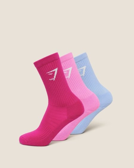 Gymshark Crew Socks 3PK Chilled Blue Focus Pink — My Authentic Store