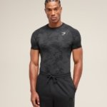 geo seamless t-shirt black / Gymshark Maroc — 100% authentique