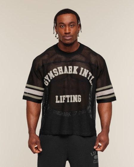 Gymshark Collective Mesh Contrast Jersey noir, maillot sport homme
