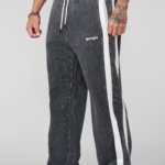 YOUNGLA CLASSIC STRIP BAGGY JOGGERS WASHED GREY