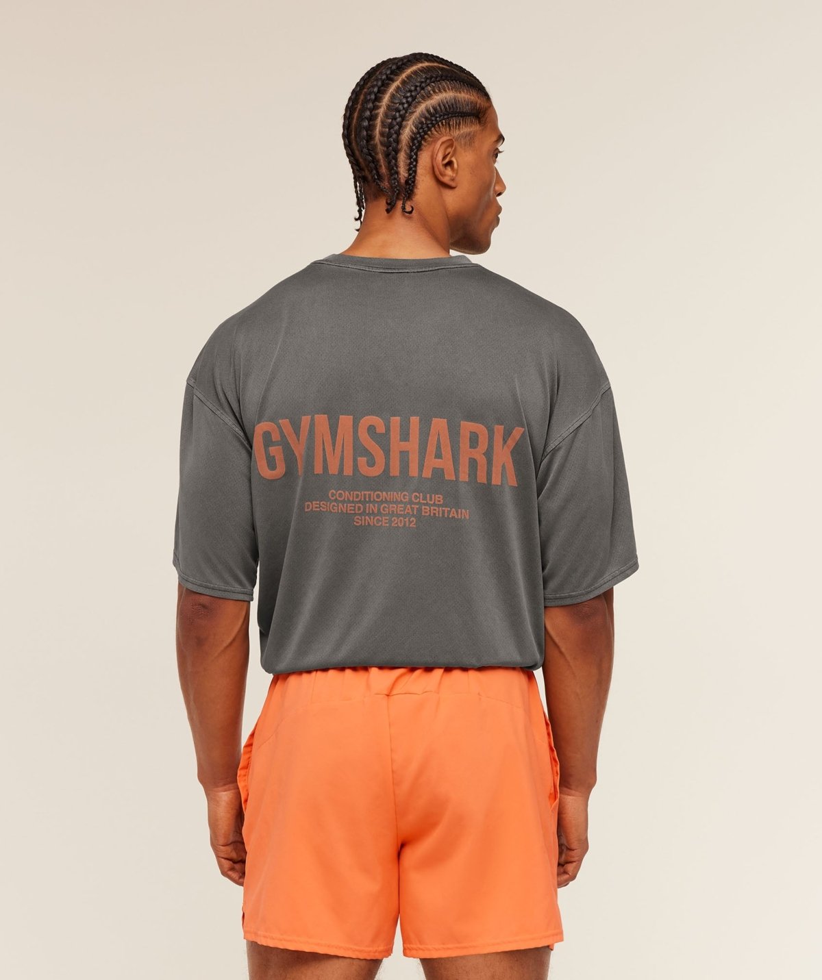 Gymshark Conditioning Club Washed T-Shirt Black Dayglow Peach Maroc — 100% authentique