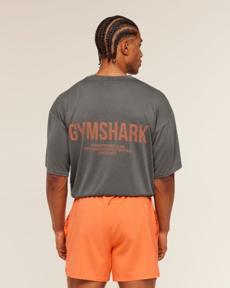 Gymshark Conditioning Club Washed T-Shirt Black Dayglow Peach Maroc — 100% authentique