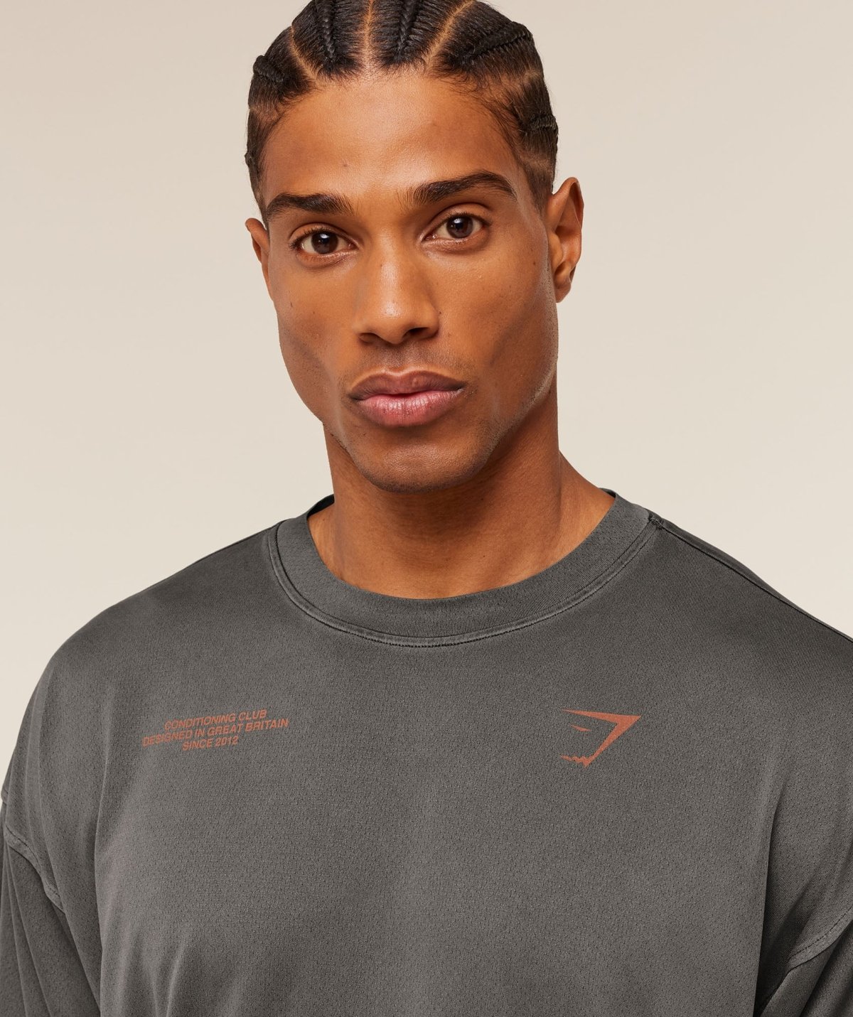 Gymshark Conditioning Club Washed T-Shirt Black Dayglow Peach Maroc — 100% authentique