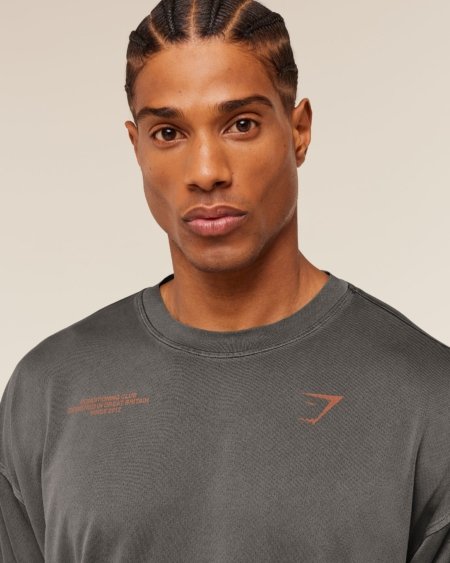 Gymshark Conditioning Club Washed T-Shirt Black Dayglow Peach Maroc — 100% authentique