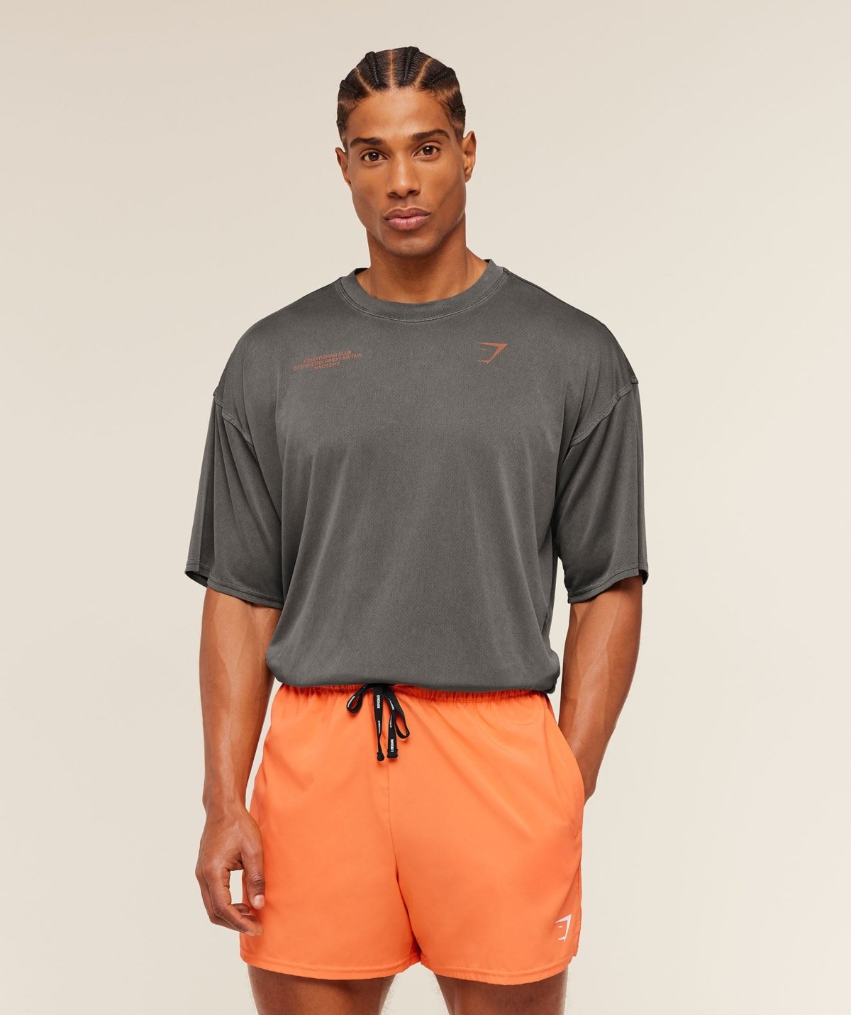 Gymshark Conditioning Club Washed T-Shirt Black Dayglow Peach Maroc — 100% authentique