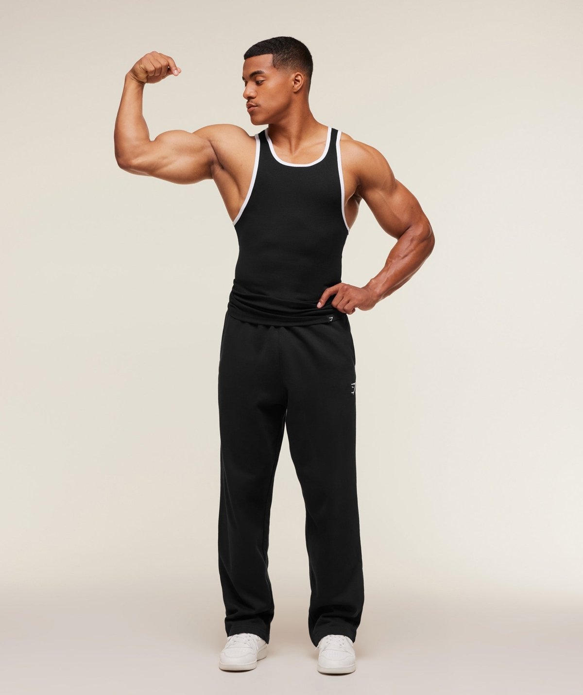 Gymshark Ribbed Tank 1PK Black/White Maroc — 100% authentique