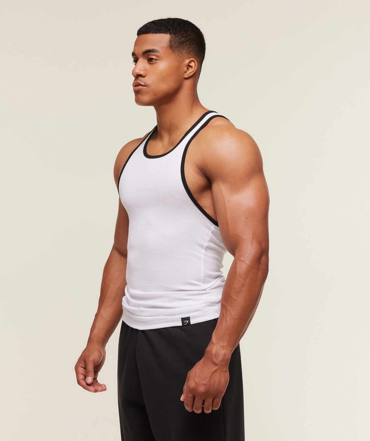 Gymshark Ribbed Tank 1PK White/Black Maroc — 100% authentique