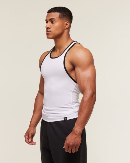 Gymshark Ribbed Tank 1PK White/Black Maroc — 100% authentique