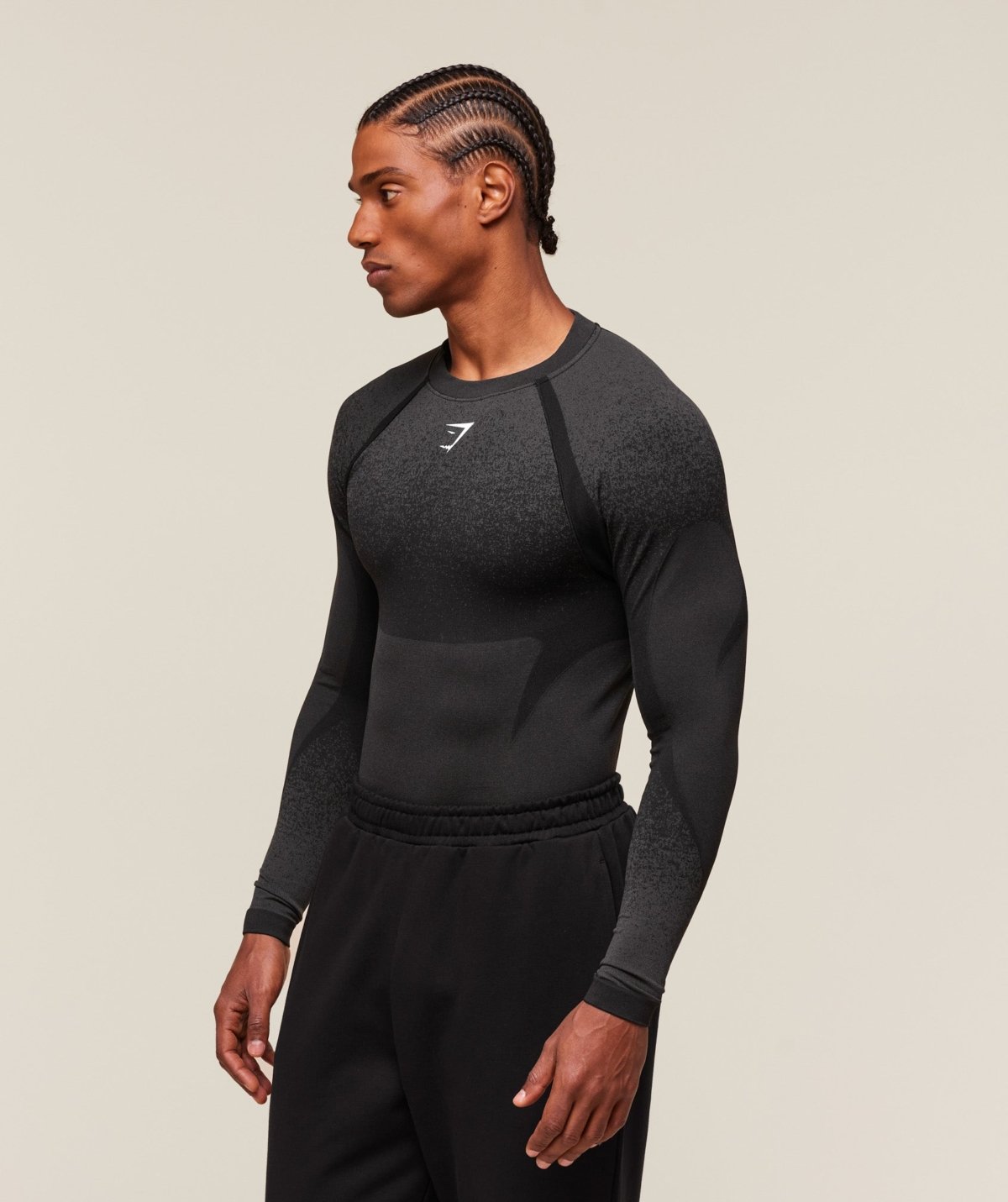 Gymshark Shadow Seamless Long Sleeve T-Shirt Black Maroc — 100% authentique