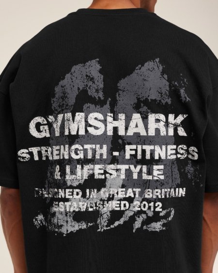 Gymshark Strength Fitness Lifestyle Graphic T-Shirt Black Maroc — 100% authentique