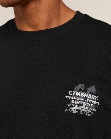 Gymshark Strength Fitness Lifestyle Graphic T-Shirt Black Maroc — 100% authentique
