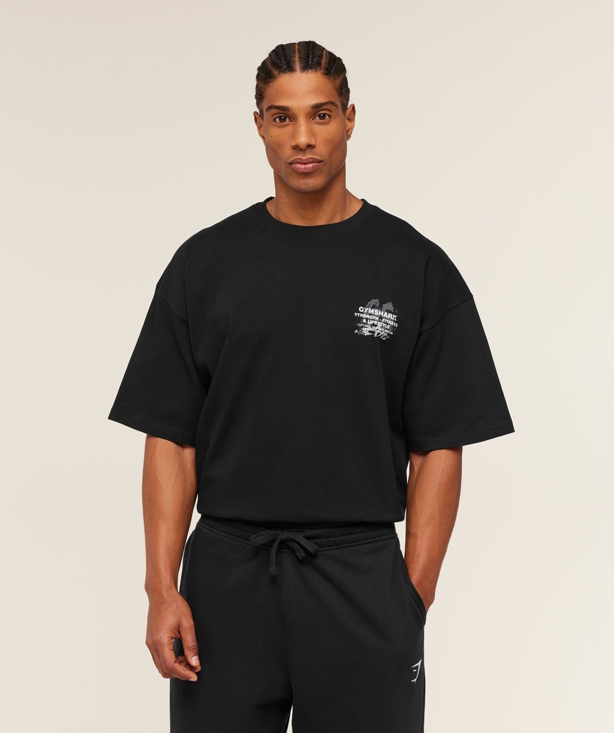 Gymshark Strength Fitness Lifestyle Graphic T-Shirt Black Maroc — 100% authentique