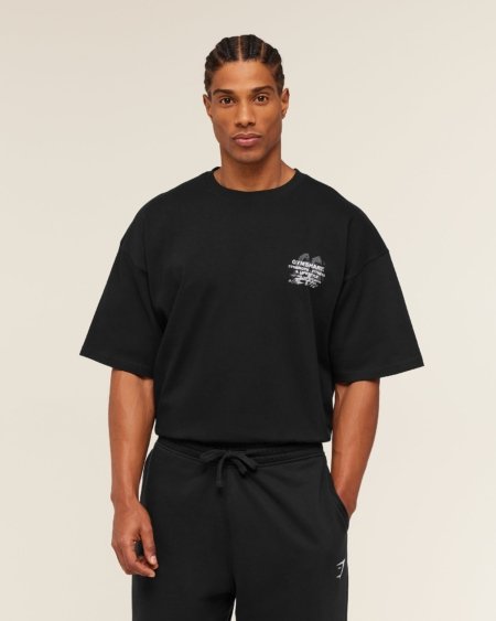 Gymshark Strength Fitness Lifestyle Graphic T-Shirt Black Maroc — 100% authentique