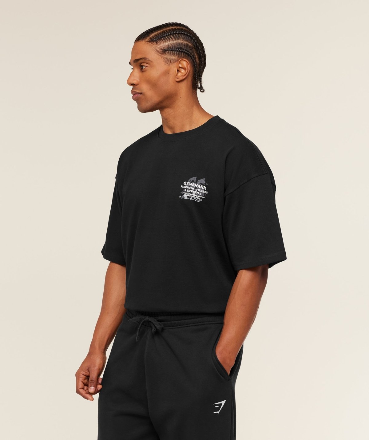Gymshark Strength Fitness Lifestyle Graphic T-Shirt Black Maroc — 100% authentique
