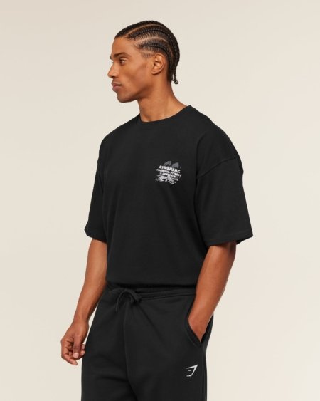 Gymshark Strength Fitness Lifestyle Graphic T-Shirt Black Maroc — 100% authentique