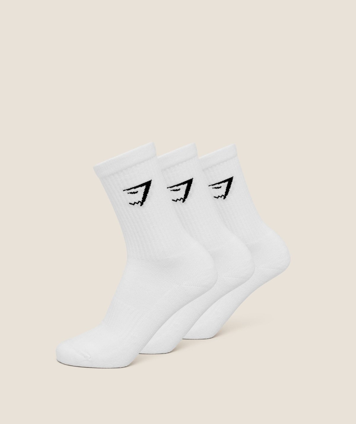 Chaussettes Gymshark Crew Socks 3PK blanches, 100% authentiques au Maroc