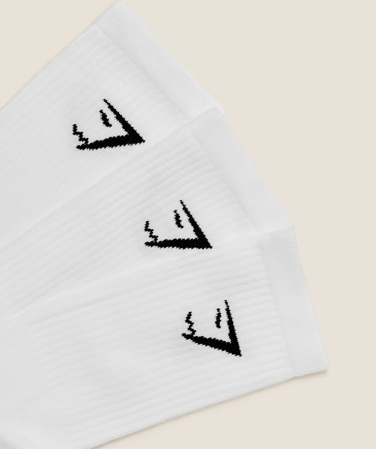 Chaussettes Gymshark Crew Socks 3PK blanches, 100% authentiques au Maroc