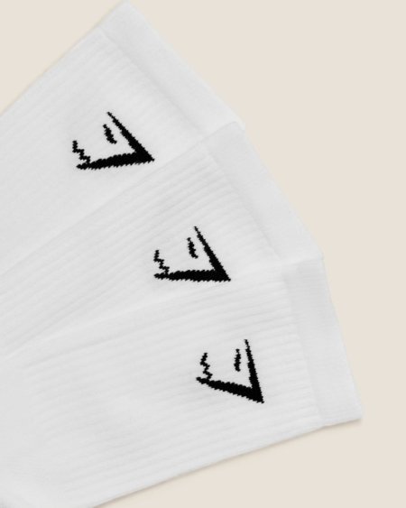 Chaussettes Gymshark Crew Socks 3PK blanches, 100% authentiques au Maroc